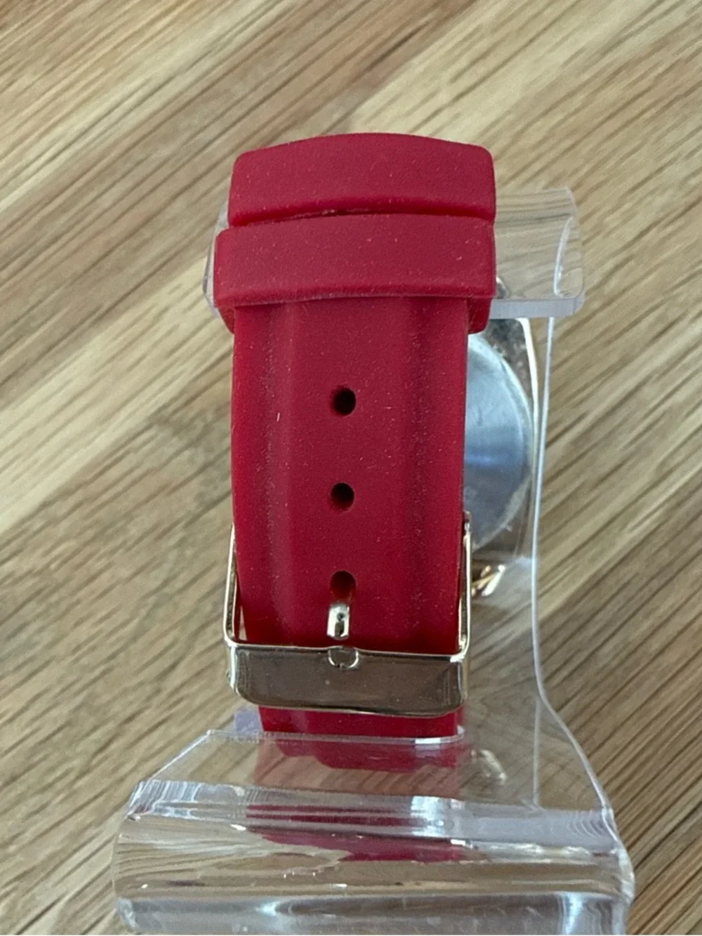 Gossip Big Chunky Gold Case Red Jelly Strap Quartz Watch, New Battery, Runs Well